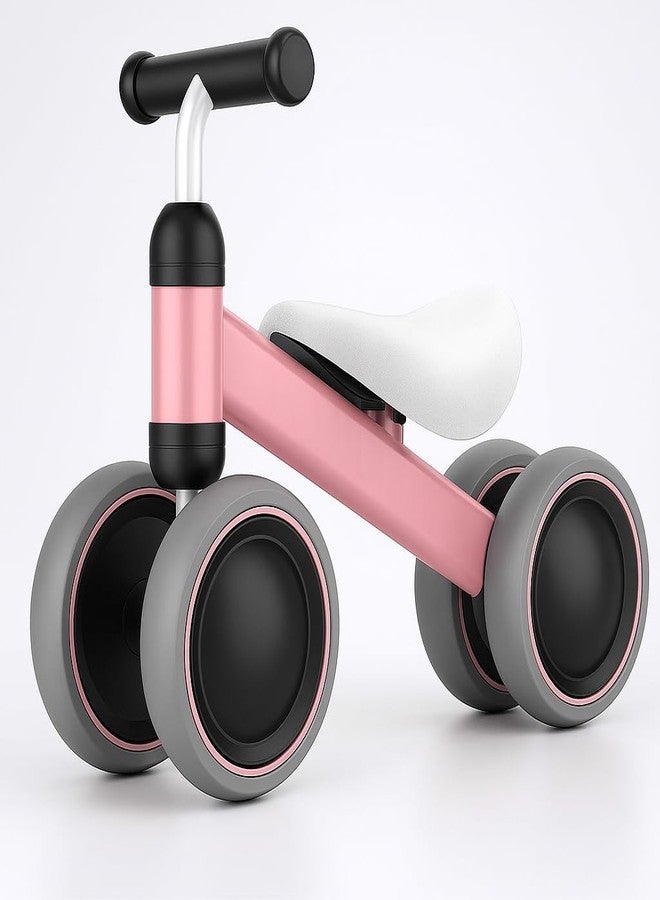 LUHI Baby Balance Bike for 1 2 Years Old Boys Girls, 4 Wheels Toddler Bike with Adjustable Seat, 12-24 Months Kids First Birthday Toy Gift-Pink (Non Adjustable Height) - Image 1